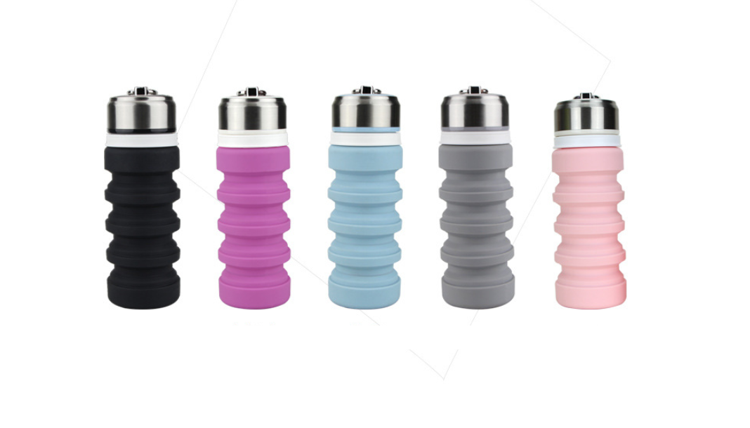 Folding telescopic silicone water bottle