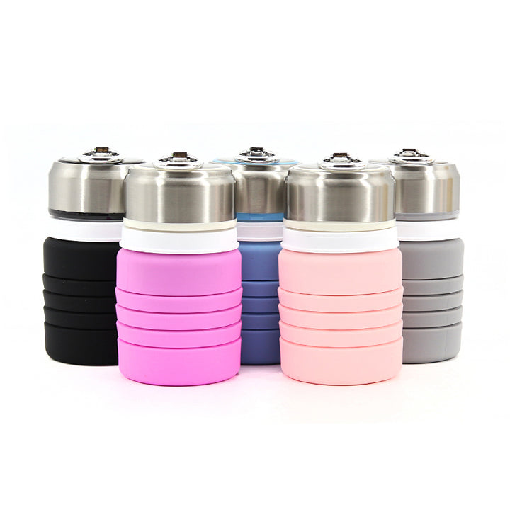 Folding telescopic silicone water bottle