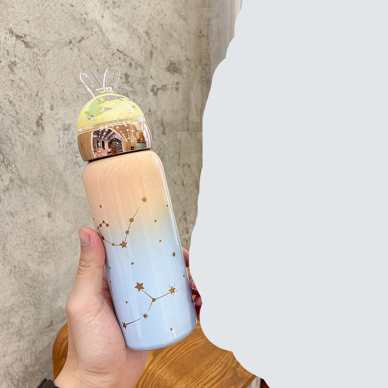 Cartoon Gradient Color Starry Sky Beautiful Rabbit Cup Portable Stainless Steel