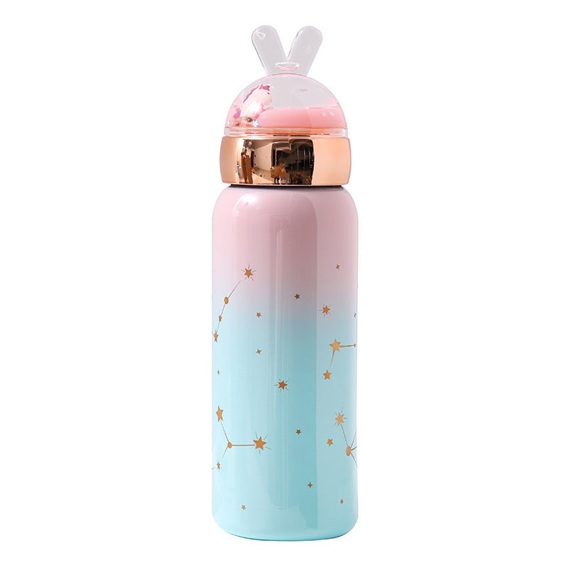 Cartoon Gradient Color Starry Sky Beautiful Rabbit Cup Portable Stainless Steel