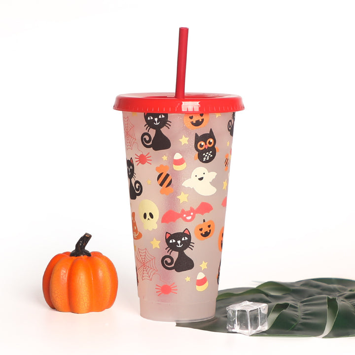 Single-layer Plastic Temperature-sensitive Coffee Color-changing Straw Cup