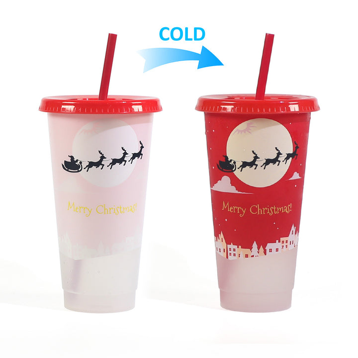 Single-layer Plastic Temperature-sensitive Coffee Color-changing Straw Cup