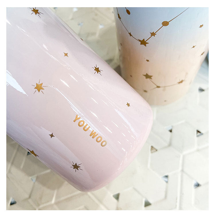 Cartoon Gradient Color Starry Sky Beautiful Rabbit Cup Portable Stainless Steel