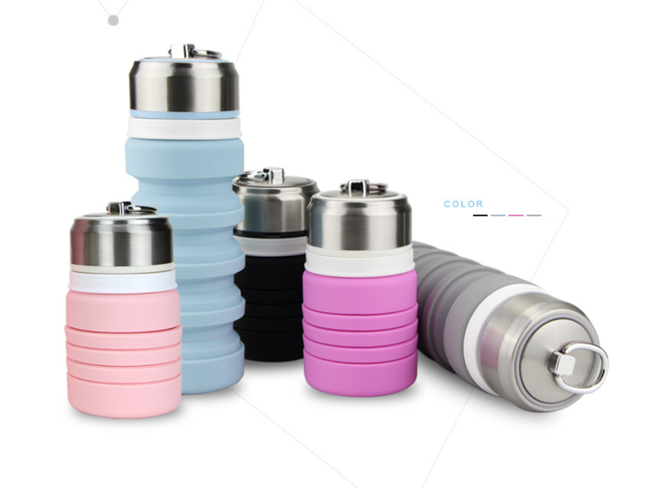 Folding telescopic silicone water bottle