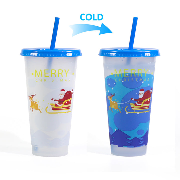 Single-layer Plastic Temperature-sensitive Coffee Color-changing Straw Cup