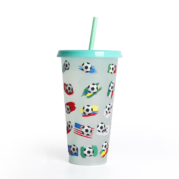 Single-layer Plastic Temperature-sensitive Coffee Color-changing Straw Cup