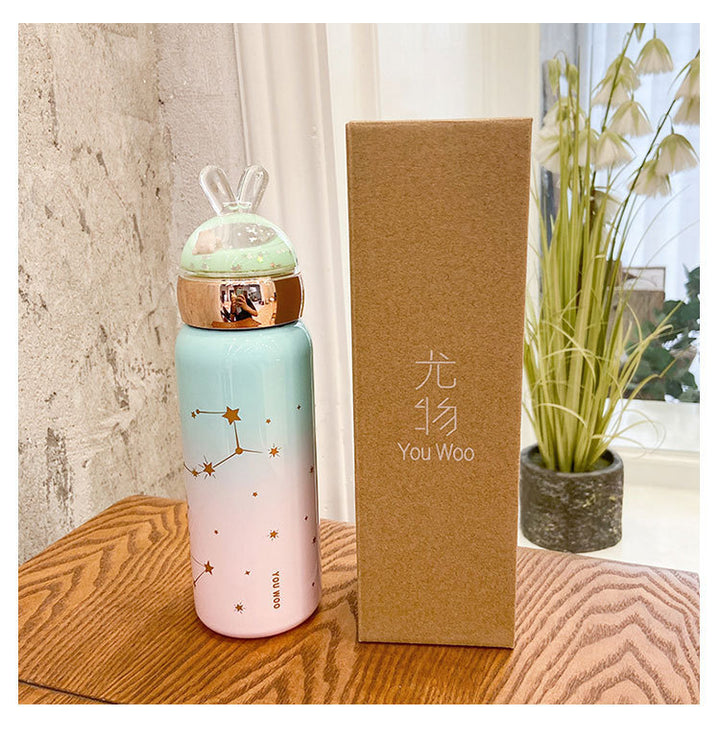 Cartoon Gradient Color Starry Sky Beautiful Rabbit Cup Portable Stainless Steel