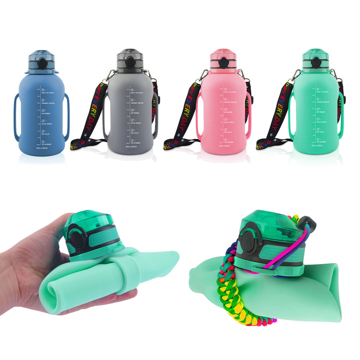 Large Capacity Water bottle Fitness Portable Roll bottle Food Grade Silicone Belly bottle Folding Outdoor Sports Water Bottle