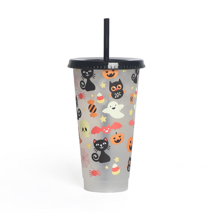 Single-layer Plastic Temperature-sensitive Coffee Color-changing Straw Cup